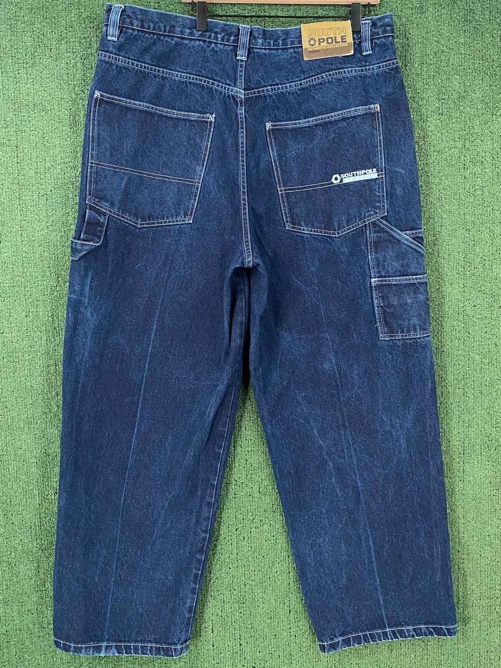 VTG 90’s Southpole Dark Denim Wide Leg Baggy Logo Carpenter Jeans Men’s SZ 39x31